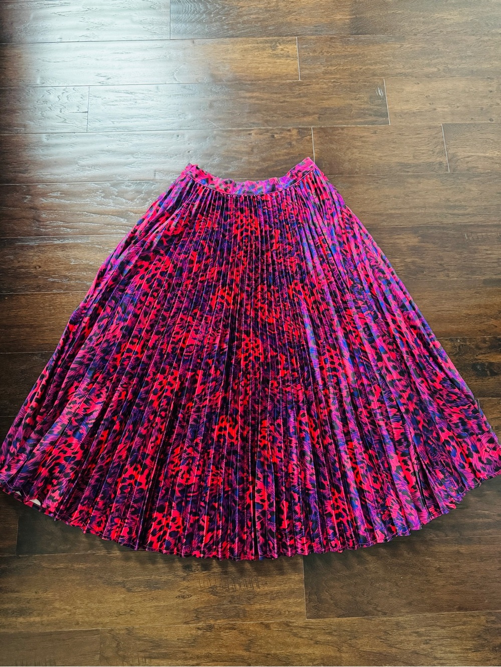 Vibrant Pink & Purple Pleated Midi Skirt